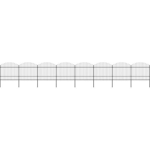 Gartenzaun mit Speerspitzen Stahl (1,5 - 1,75) x 13,6 m Schwarz