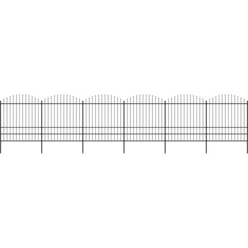 Gartenzaun mit Speerspitzen Stahl (1,75 - 2) x 10,2 m Schwarz