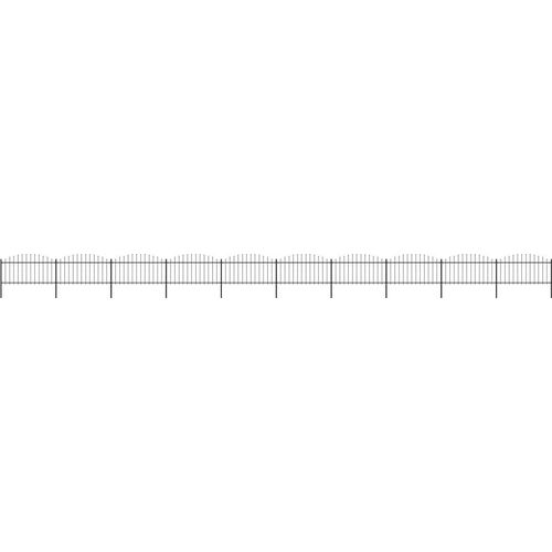 Gartenzaun mit Speerspitzen Stahl (1,25 - 1,5) x 17 m Schwarz