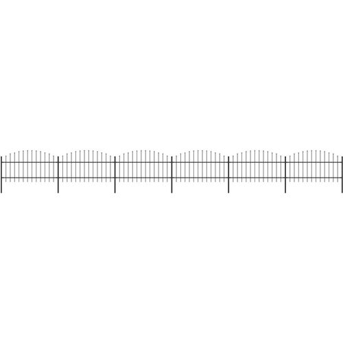 Gartenzaun mit Speerspitzen Stahl (1 - 1,25) x 10,2 m Schwarz
