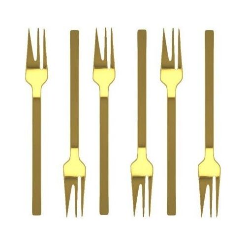 MEPRA KUCHENGABELN 6 tlg. SET Dessertgabeln Edelstahl Gabeln Kuchen Golden
