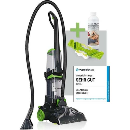 CLEANmaxx Teppichreinigungsgerät Professional Vibrations- und Seitenbürsten inkl. Shampoo Ersatzbürste Waschsauger Polsterreiniger schwarz/grün