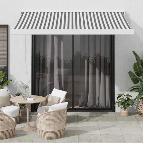 Markise Einziehbar Anthrazit & Weiß 3,5x2,5 m Stoff & Aluminium