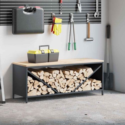 Brennholzregal mit Holzplatte Anthrazit 100,5x35,5x40 cm, Kaminholzregale DesignMöbel