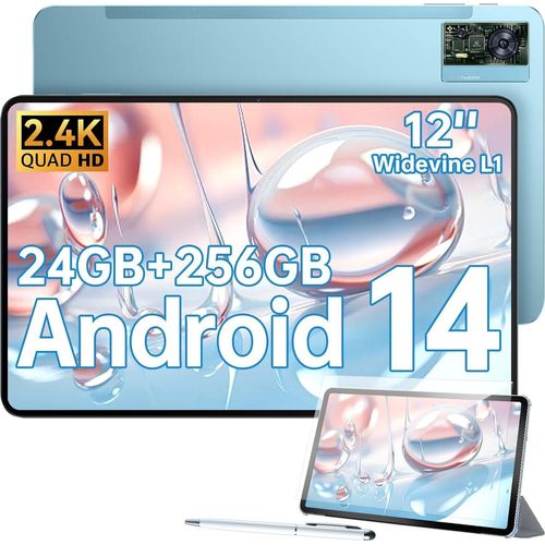 Tablet 12 Zoll - 2024 Neueste Android 14 Tablet 18GB RAM+256GB ROM(2TB TF)Gaming Tablet, 8250mAh, 2.4K IPS, 16MP+8MP Dual SIM Tablet PC 4G LTE/5G WIFI