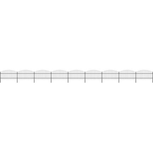 Gartenzaun mit Speerspitzen Stahl (1 - 1,25) x 15,3 m Schwarz