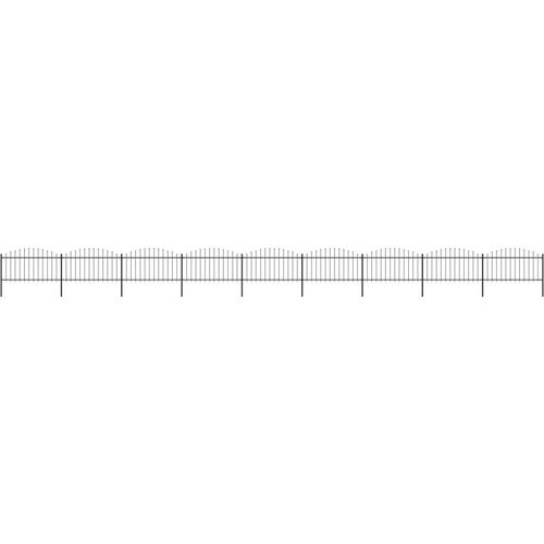 Gartenzaun mit Speerspitzen Stahl (1,25 - 1,5) x 15,3 m Schwarz