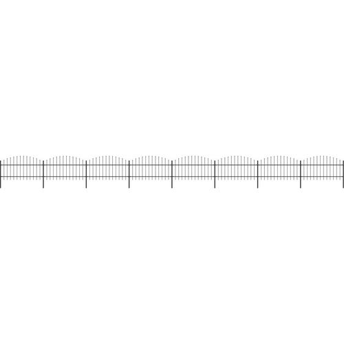 Gartenzaun mit Speerspitzen Stahl (1 - 1,25) x 13,6 m Schwarz
