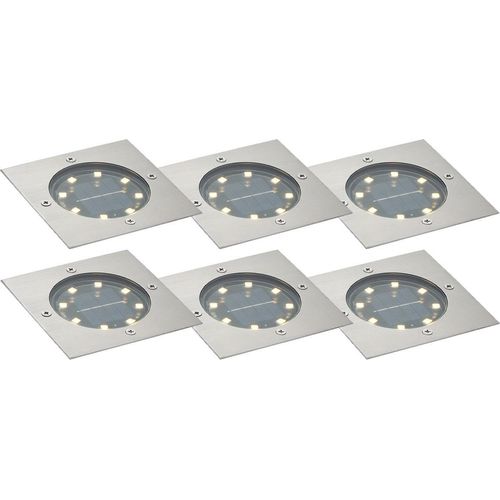 QAZQA - Modern Set mit 6 Bodeneinbaustrahlern Aluminium I Silver Quadratisch inkl. LED IP65 Solar - Terry I Außenbeleuchtung - Quadratisch - I (nicht austauschbare) LED