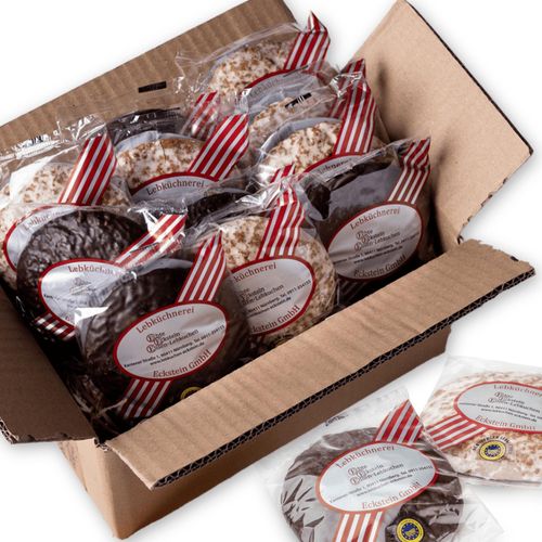 Nürnberger Elisen-Lebkuchen - 100 Stück gemischt im Versandkarton - 7500g - Echte Eckstein Elisenlebkuchen