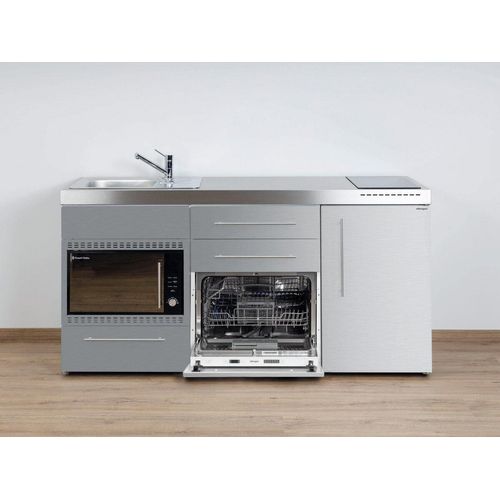 Stengel Miniküche MPGSMOS 170 Edelstahl mit Kühlschrank, Geschirrspüler