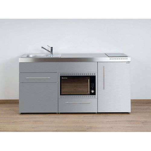 Stengel Miniküche MPMOS 170 Edelstahl mit Kühlschrank und Mikrowellenofen