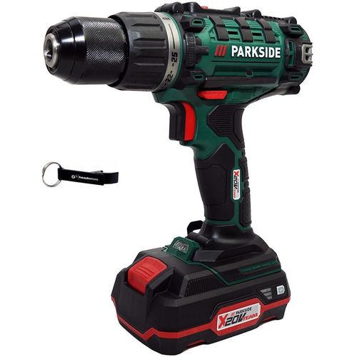 PARKSIDE® 20V Akku Bohrschrauber Akkuschrauber PABS 20-Li I9 (inkl. Akku) + HEADNMORE® Schlüsselanhänger im HEADNMORE® Bundle