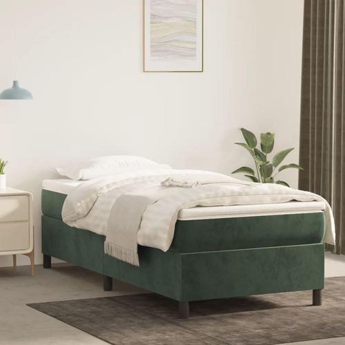 vidaXL Boxspringbett Dunkelgrün 90x200 cm Samt - Boxspringbett - Boxspringbetten - Bett - Schlafzimmermöbel