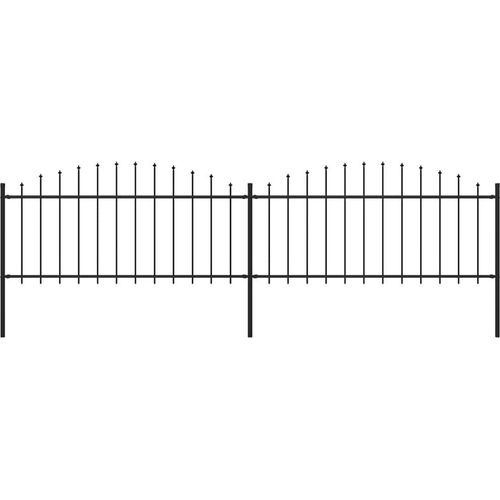 Gartenzaun mit Speerspitzen Stahl (0,5 - 0,75) x 3,4 m Schwarz