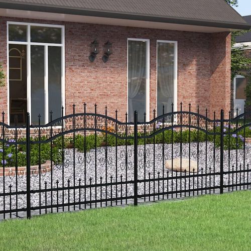 Gartenzaun mit Speerspitze Schwarz 240 x 100 cm Pulverbeschichteter Stahl
