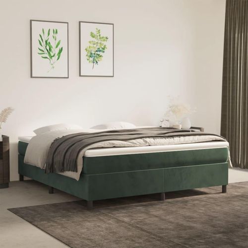 vidaXL Boxspringbett Dunkelgrün 160x200 cm Samt - Boxspringbett - Boxspringbetten - Bett - Schlafzimmermöbel
