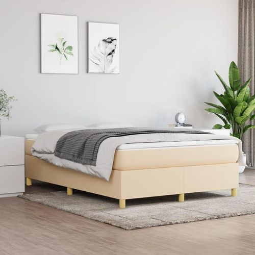 vidaXL Boxspringbett Creme 140x190 cm Stoff - Boxspringbett - Boxspringbetten - Bett - Schlafzimmermöbel