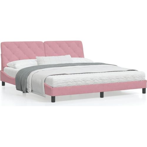 Bettgestell mit LED-Leuchten Rosa 180x200 cm Samt