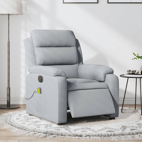 Massagesessel Fernsehsesel Elektrisch Hellgrau Stoff 3204968