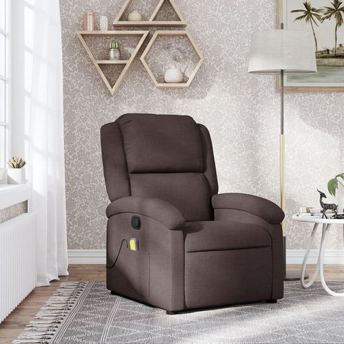 Massagesessel Dunkelbraun Stoff 371768
