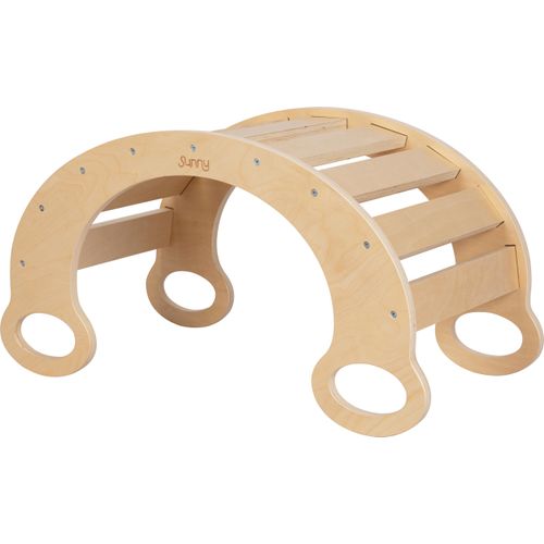 Sunny Marlie Montessori Kletterbogen aus Holz in Naturfarben | Indoor Kletterbogenwippe / Spielbogen / Wippe | Montessori Spielbogen für Kleinkinder