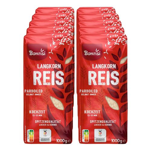 Bonrisi Parboiled Langkornreis lose 1kg, 10er Pack