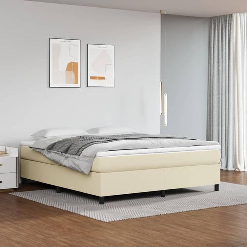 vidaXL Boxspringbett Creme 160x200 cm Kunstleder - Boxspringbett - Boxspringbetten - Bett - Schlafzimmermöbel