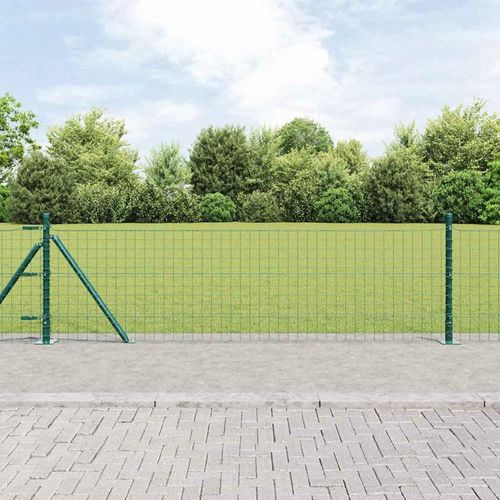 Zaun mit Pfosten Grün 0,4 x 25 m Stahl