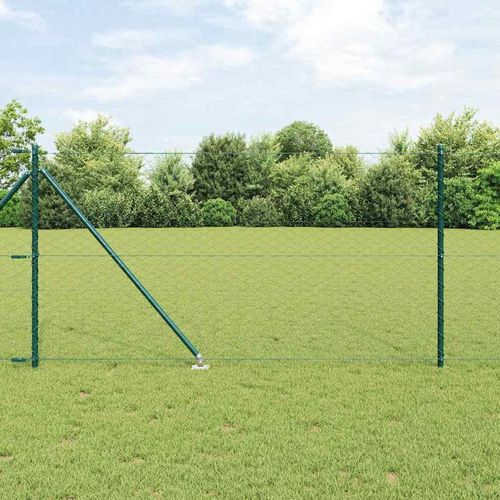Zaun mit Pfosten Grün 1 x 10 m PVC-beschichteter Stahl