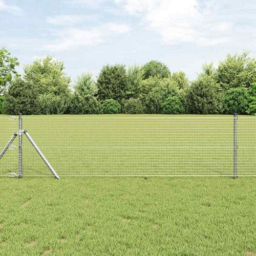 Zaun mit Pfosten Silber 0.8 x 10 m Stahl