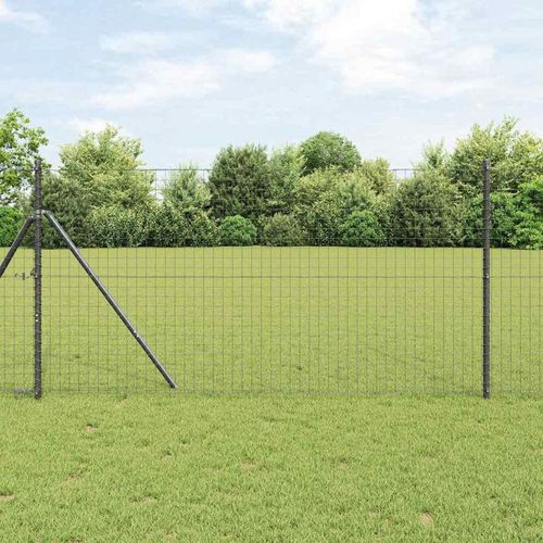 Zaun mit Pfosten Grau 1.4 x 10 m Stahl