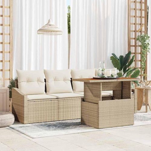 Garten Essgruppe 5 pcs Beige 100 x 55 x 73 cm PE Rattan