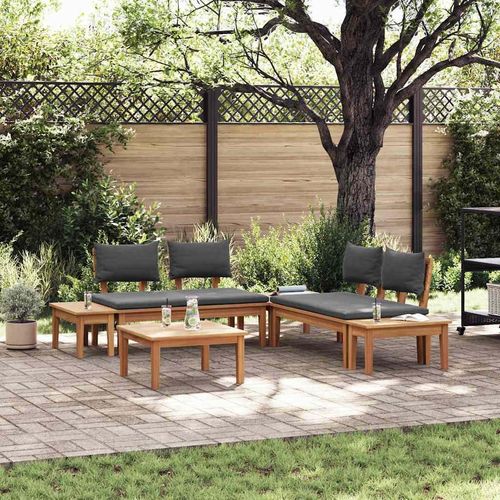 Gartenbänke Set mit Kissen mit Speicher 3 pcs Braun, Grau