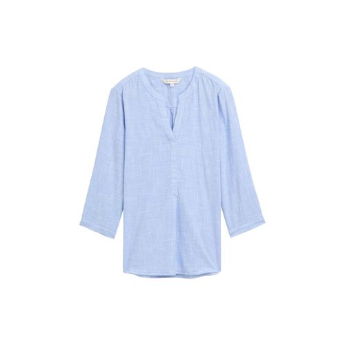 TOM TAILOR Damen Bluse aus Baumwolle, blau, Uni, Gr. 44