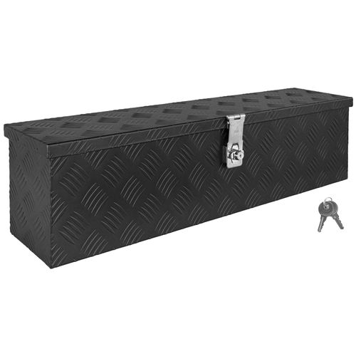 Deichselbox Schwarz Werkzeugkasten Truckbox Alu Box Anhänger Kiste mit Deckel Abschließbar Alubox Transportbox Werkzeugbox Aluminium Aufbewahrungsbox D035 trucky