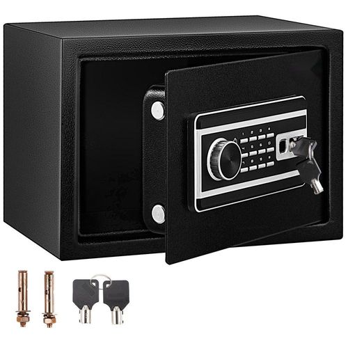 Sicherheitstresor Schwarz 0,8 Kubikfuß - Wandtresor 10 kg Belastbarkeit - Digitales Fingerabdruck-Code-Tastenfeld - 4-Schlosssystem - Staubdichter Schlüssel - Wohnungs-Hotel-Büroschutz