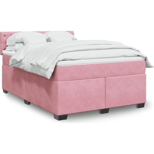 Boxspringbett mit Matratze Dunkelrosa 140x200 cm Samt
