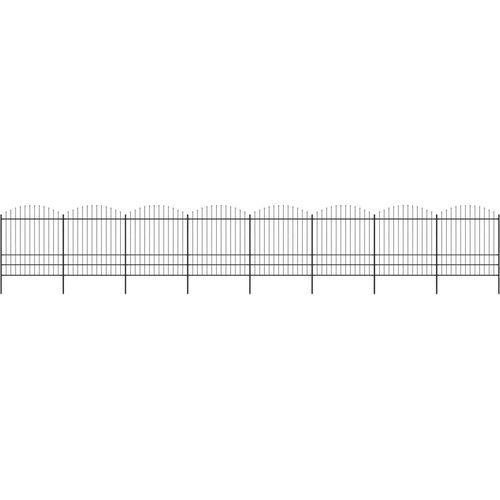 Gartenzaun mit Speerspitzen Stahl (1,75 - 2) x 13,6 m Schwarz
