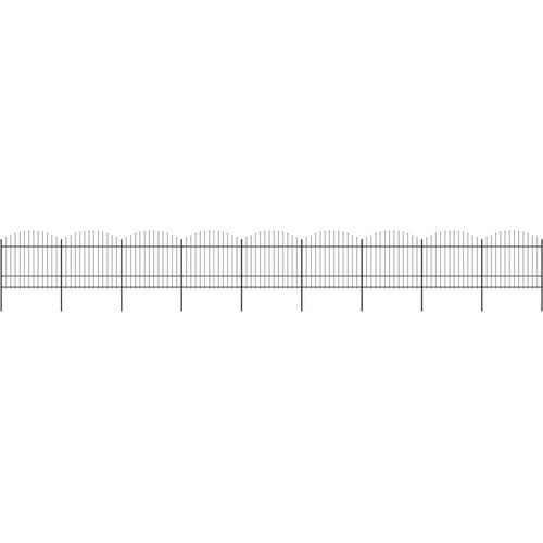 Gartenzaun mit Speerspitzen Stahl (1,5 - 1,75) x 15,3 m Schwarz
