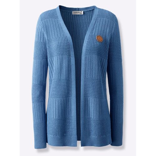 Strickjacke CASUAL LOOKS, Damen, Gr. 44, blau (mittelblau), 50% Baumwolle, 50% Polyacryl, unifarben, Strickjacken