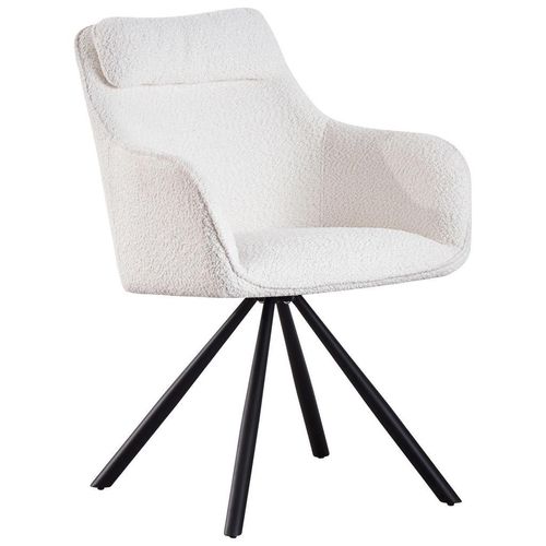 Mid.you Armlehnstuhl Boucle , Weiß , Holz, Metall, Textil , Pappel , Sperrholz , Drehkreuz , 59x88x64 cm , Bsci, FSC , inklusive Armlehnen ,