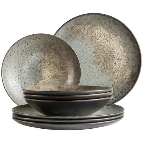 Mäser Tafelservice Carellia , Grau , Keramik , 8-teilig , lebensmittelecht , Essen & Trinken, Geschirr, Geschirr-Sets, Tafelservice