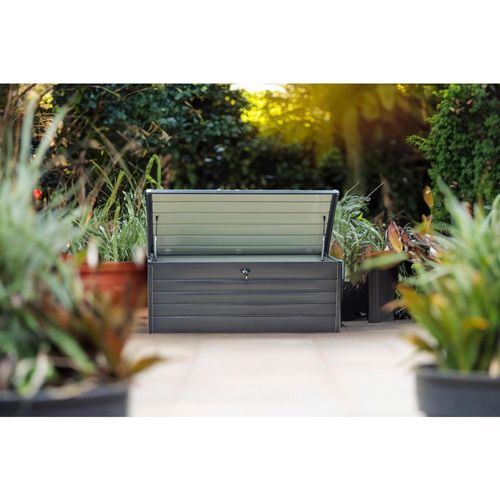 Kissenbox , Anthrazit , Metall , 1 Fächer , 120x63x61 cm , Deckel, absperrbar , Aufbewahrung & Schutzhüllen, Gartenboxen