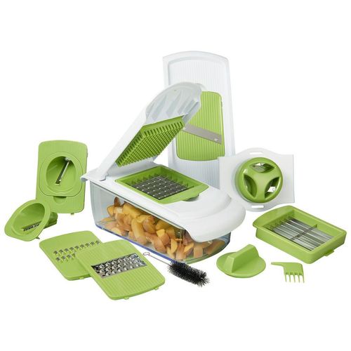 Homeware Profession. Gemüseschneiderset , Grün, Weiß , Metall, Kunststoff , 14-teilig , Lfgb , Kochen, Küchenhelfer, Obst- & Gemüseschneider