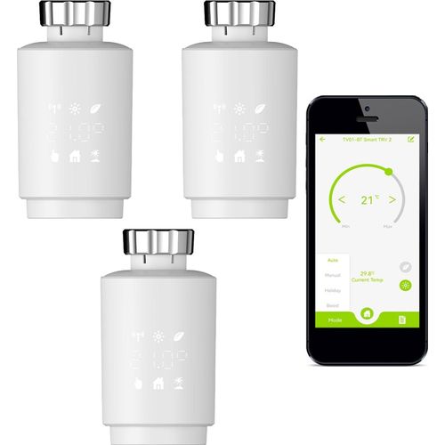 ZigBee3.0 3X Smart Heizkörperthermostat Thermostatventil Woechentlich programmierbare APP-Steuerung Sprachsteuerung Kompatibel mit Google Home/Alexa