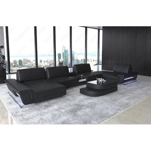 Leder Wohnlandschaft Bari Premium Kunstleder
