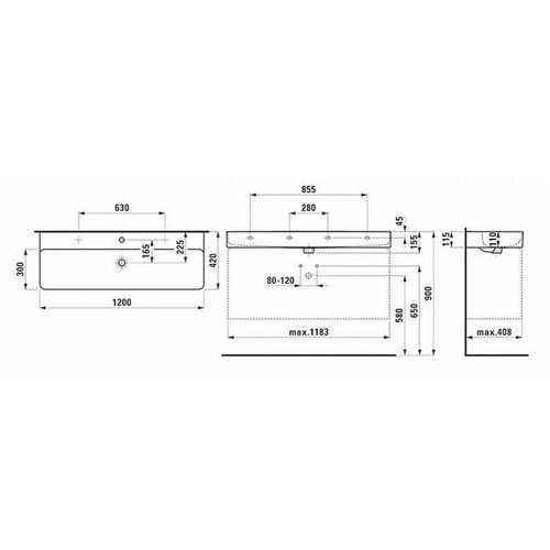 Laufen Val Meubelwastafel 120x42 cm Wit Mat