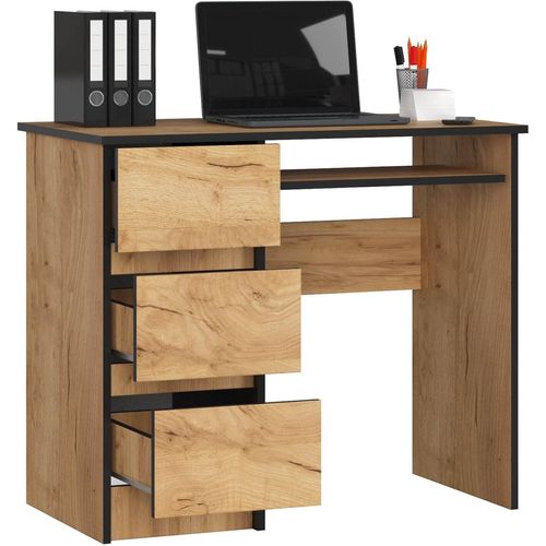 Schreibtisch AKORD A6 links Eiche Craft und 1 Ablagen B90 x H77 x T50 cm