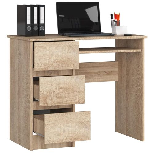 Schreibtisch AKORD A6 links Sonoma-Eiche und 1 Ablagen B90 x H77 x T50 cm